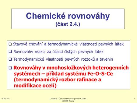 Chemické rovnováhy (část 2.4.)