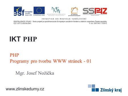 PHP Programy pro tvorbu WWW stránek - 01