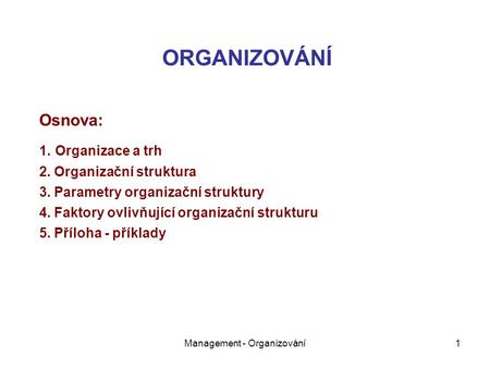 Management - Organizování