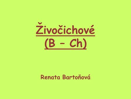 Živočichové (B – Ch) Renata Bartoňová.