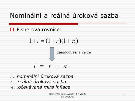 Nominální a reálná úroková sazba