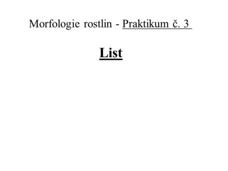 Morfologie rostlin - Praktikum č. 3