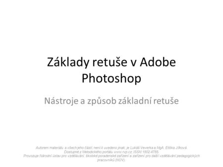 Základy retuše v Adobe Photoshop