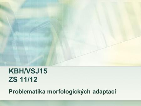 KBH/VSJ15 ZS 11/12 Problematika morfologických adaptací.