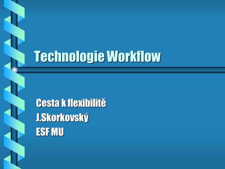 Technologie Workflow Cesta k flexibilitě J.Skorkovský ESF MU.