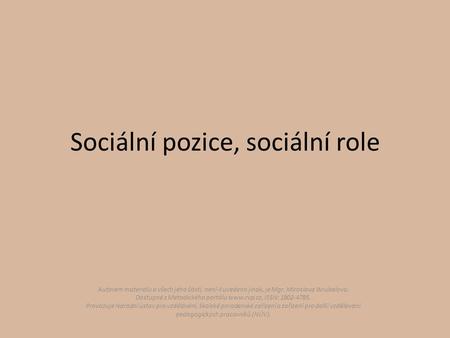 Sociální pozice, sociální role
