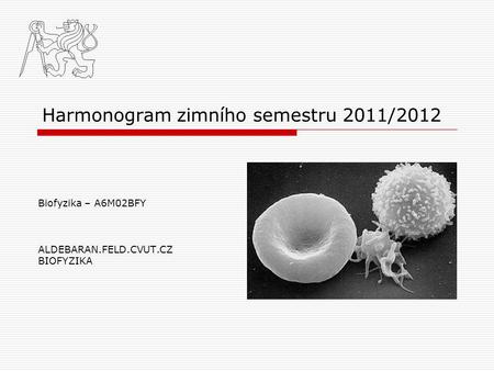 Harmonogram zimního semestru 2011/2012 Biofyzika – A6M02BFY ALDEBARAN.FELD.CVUT.CZ BIOFYZIKA.