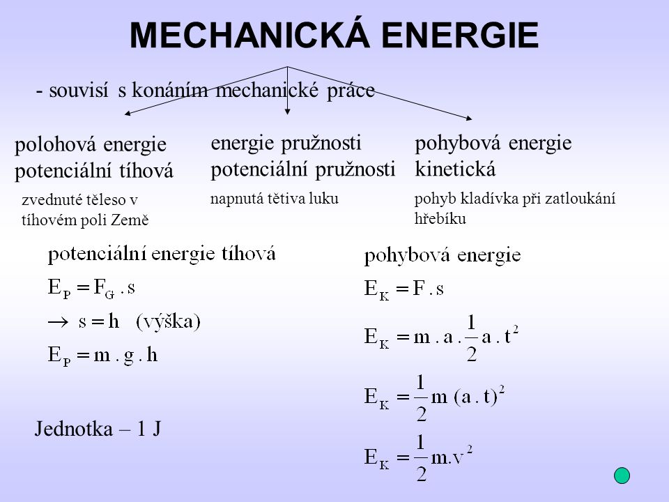 Jak se pocita Mechanicka energie?