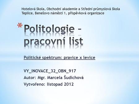 Politologie – pracovní list