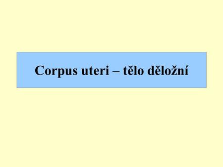 Corpus uteri – tĕlo dĕložní