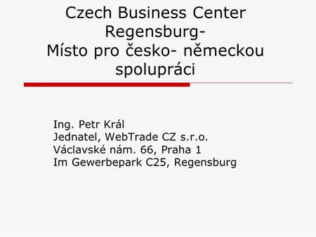 Czech Business Center Regensburg- Místo pro česko- německou spolupráci