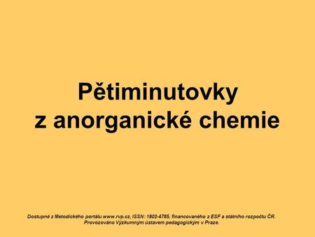 Pětiminutovky z anorganické chemie