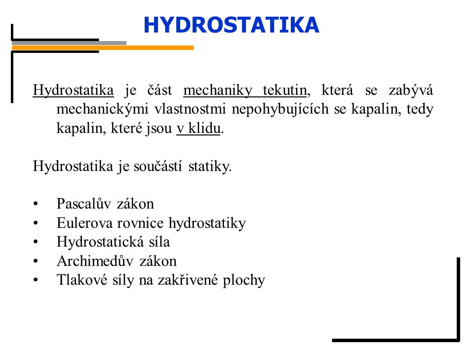 Co je to Hydrostatika?