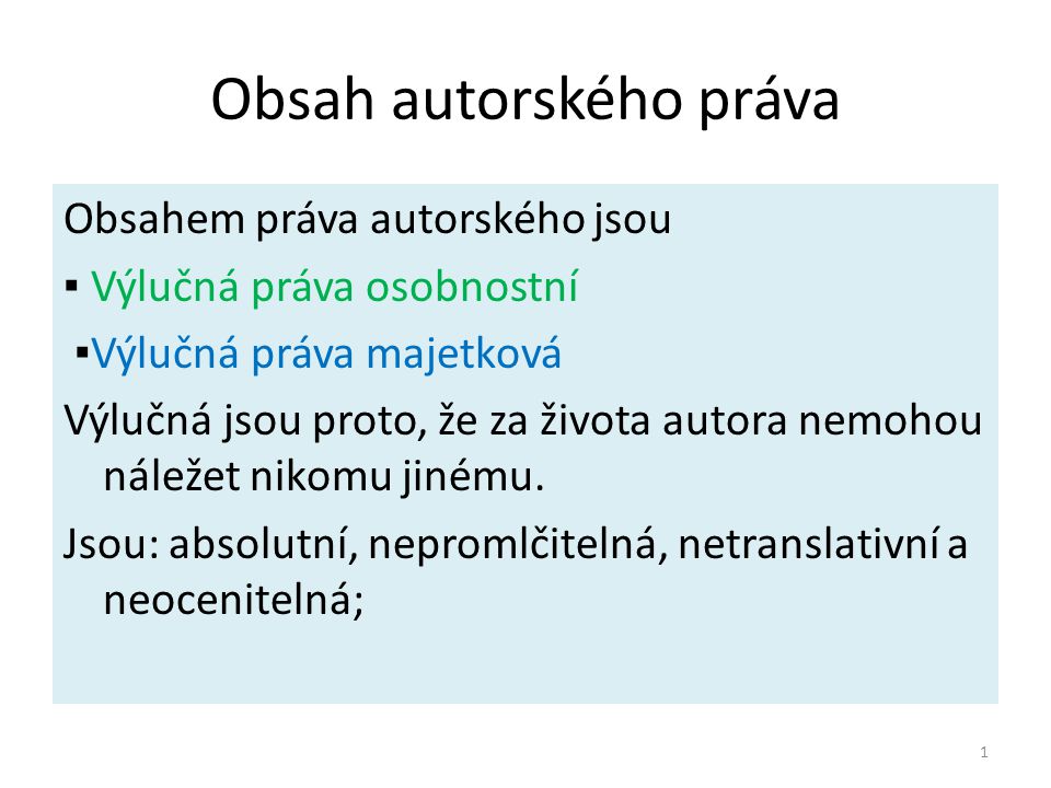 Co je obsahem autorského práva?