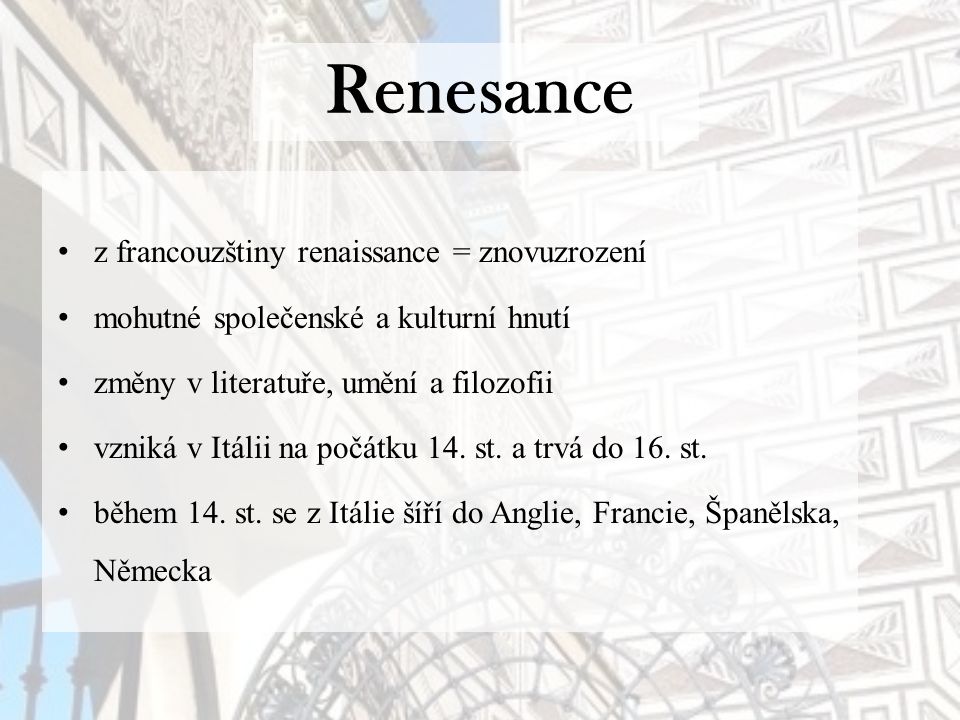 Co je to renesance v literatuře?