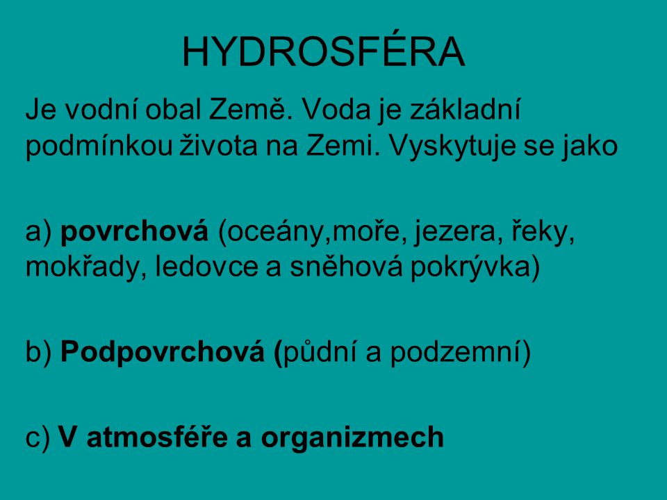 Co je to Hydrosfera?