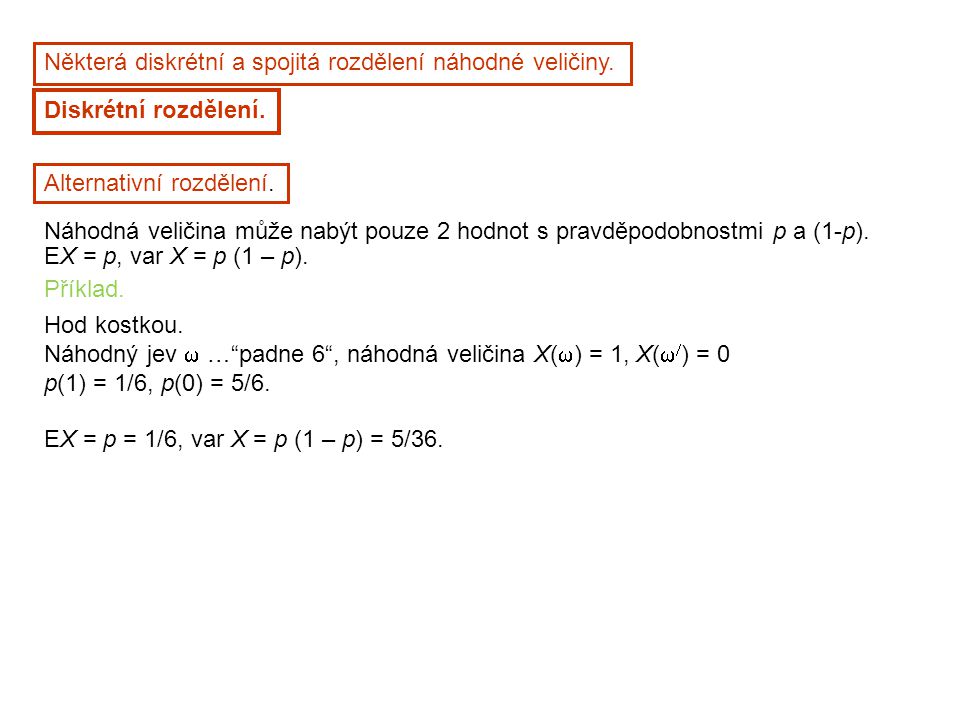 Nektera Diskretni A Spojita Rozdeleni Nahodne Veliciny Ppt Stahnout