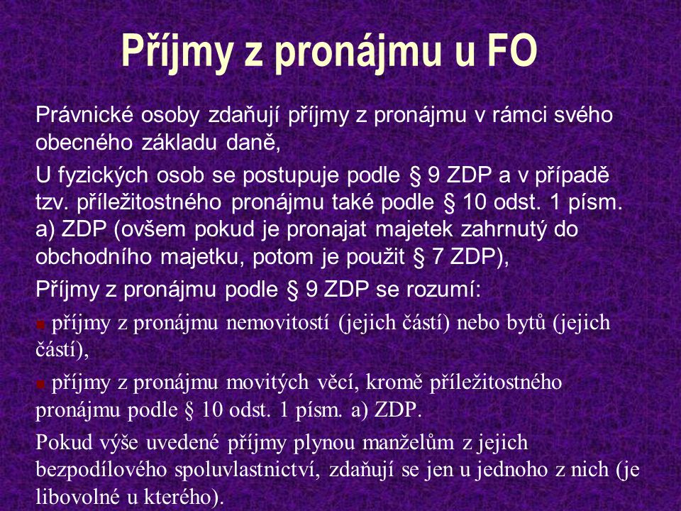 Co jsou příjmy z pronájmu?