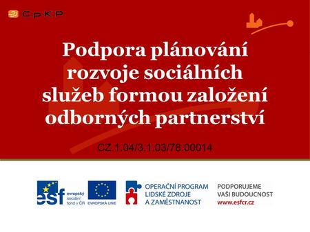 Podpora plánování rozvoje sociálních služeb formou založení odborných partnerství CZ.1.04/3.1.03/78.00014.
