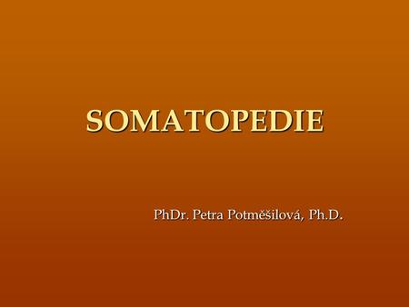 SOMATOPEDIE PhDr. Petra Potměšilová, Ph.D.. UVEDENÍ DO PROBLEMATIKY zabývá se výchovou, vzděláváním a přípravou pro pracovní a společenské začlenění jedinců.