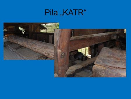 Pila „KATR“. Řez kmenem stromu Dřívější pily – skanzen Veselý kopec.