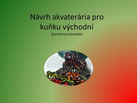 Návrh akvaterária pro kuňku východní (bombina orientalis)