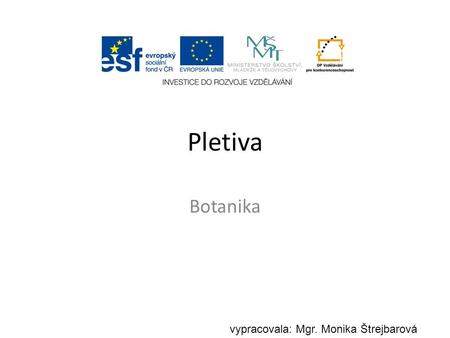 Pletiva Botanika vypracovala: Mgr. Monika Štrejbarová.