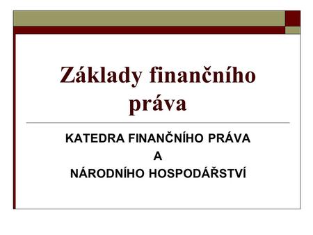 Základy finančního práva