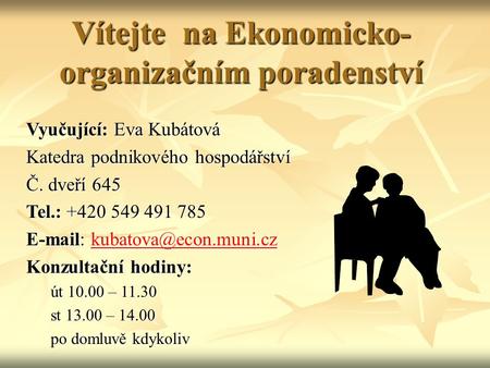 Vítejte na Ekonomicko-organizačním poradenství