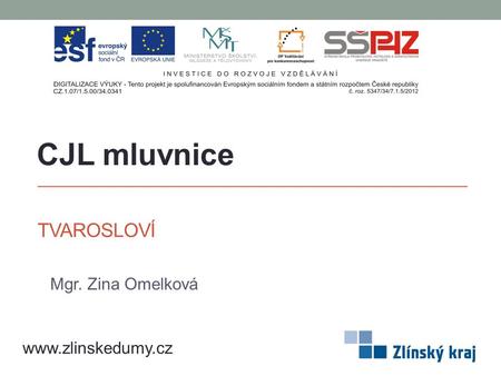CJL mluvnice Tvarosloví Mgr. Zina Omelková www.zlinskedumy.cz.