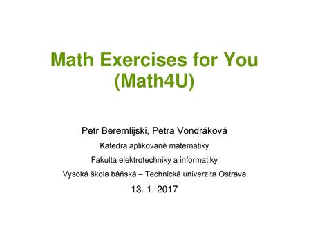Math Exercises for You (Math4U)