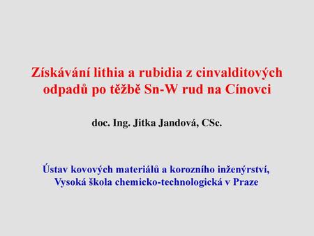 doc. Ing. Jitka Jandová, CSc.