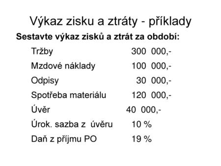 Výkaz zisku a ztráty - příklady