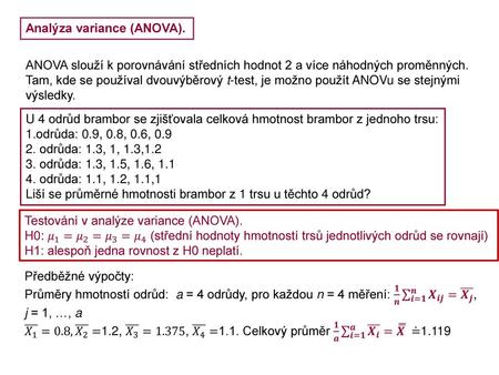 Analýza variance (ANOVA).