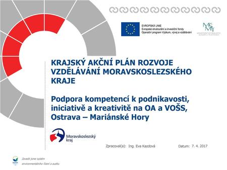 Podnikavost a podnikání na OA Ostrava-Mariánské Hory
