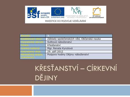 Křesťanství – církevní dějiny