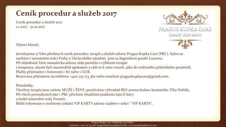 Ceník procedur a služeb 2017