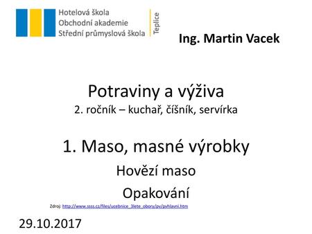 Potraviny a výživa 2. ročník – kuchař, číšník, servírka