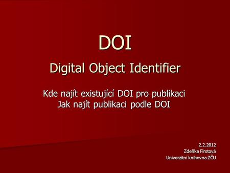 DOI Digital Object Identifier