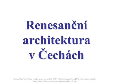 Renesanční architektura v Čechách