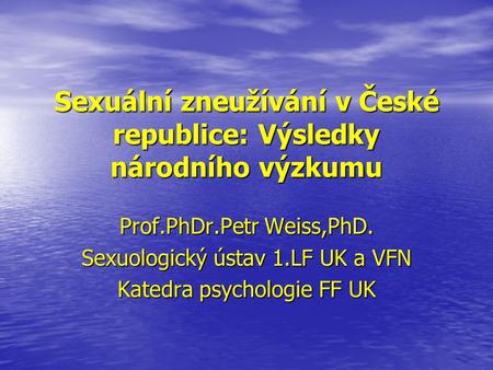 Sexuální zneužívání v České republice: Výsledky národního výzkumu