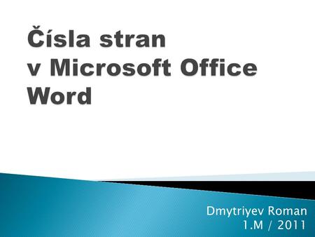 Čísla stran v Microsoft Office Word