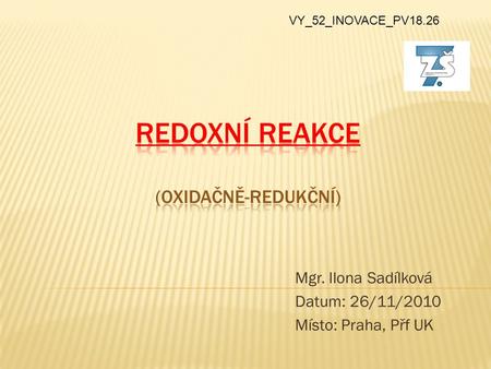 Redoxní reakce (oxidačně-redukční)