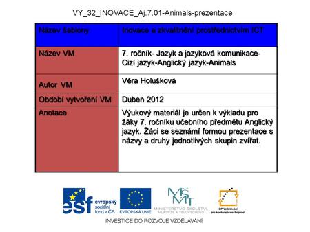 VY_32_INOVACE_Aj.7.01-Animals-prezentace