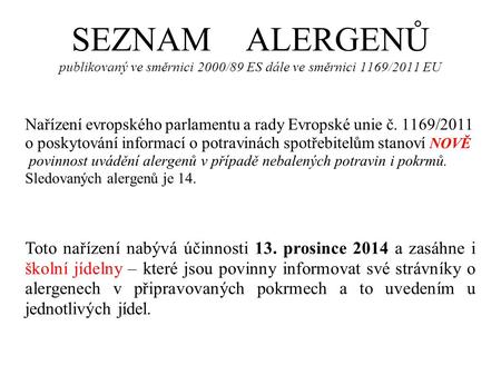 Nařízení evropského parlamentu a rady Evropské unie č. 1169/2011