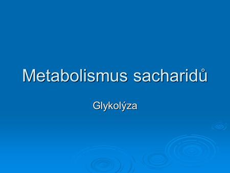Metabolismus sacharidů