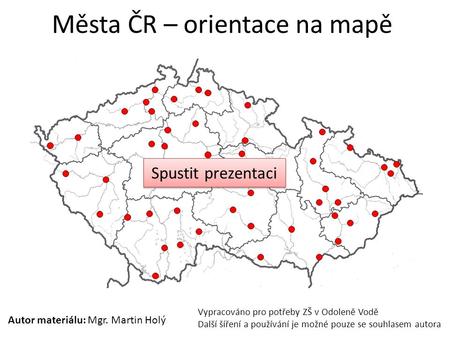 Města ČR – orientace na mapě