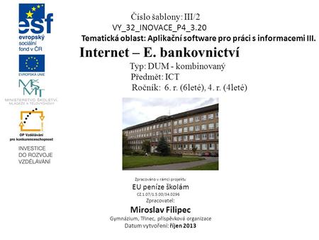 Internet – E. bankovnictví