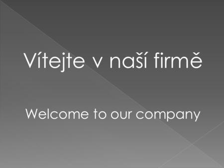Vítejte v naší firmě Welcome to our company.