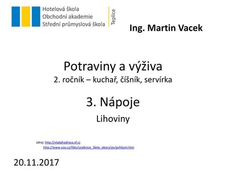 Potraviny a výživa 2. ročník – kuchař, číšník, servírka